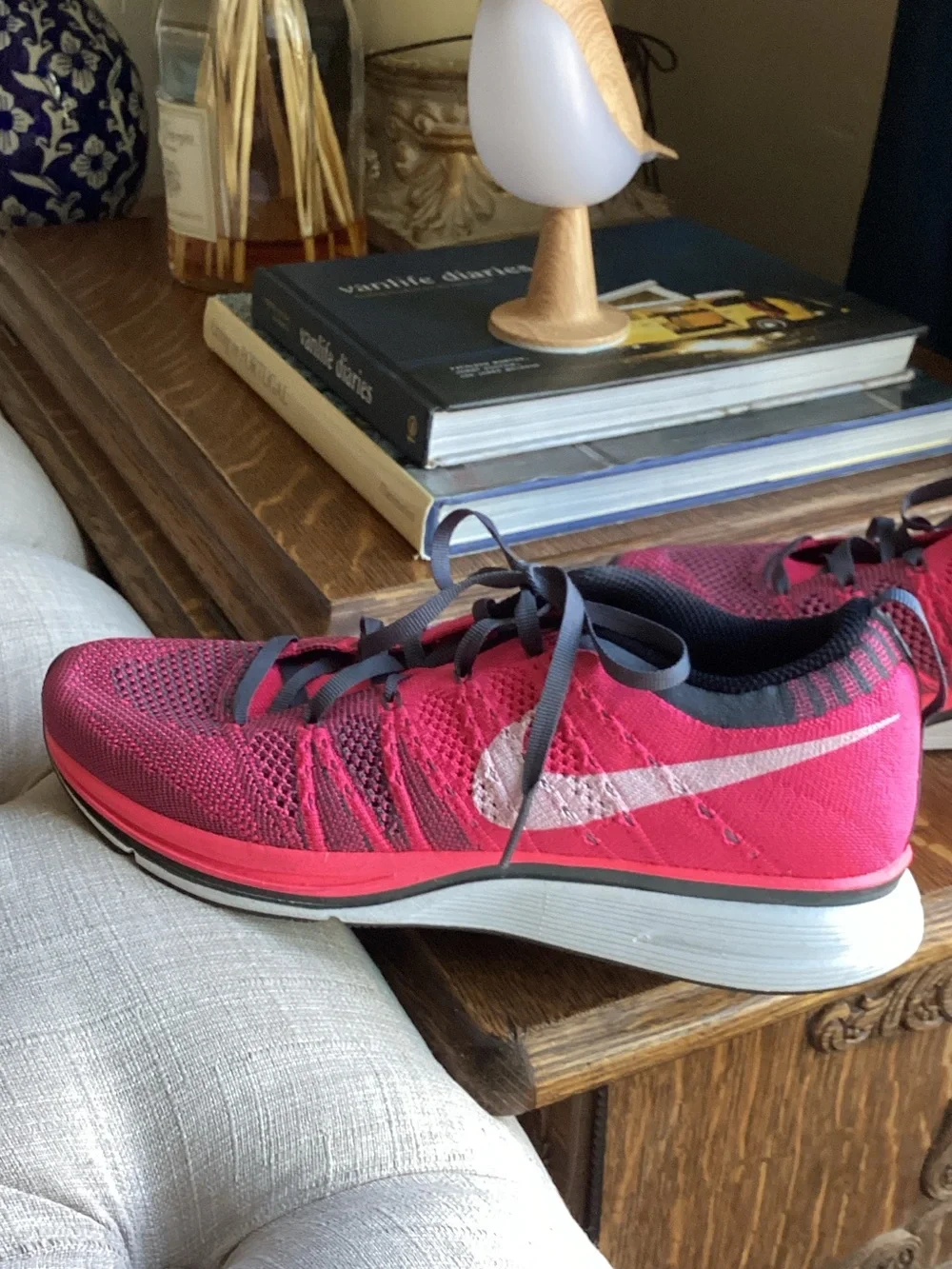 Nike Women's Flyknit Running Shoes - Pink with Gray Accents